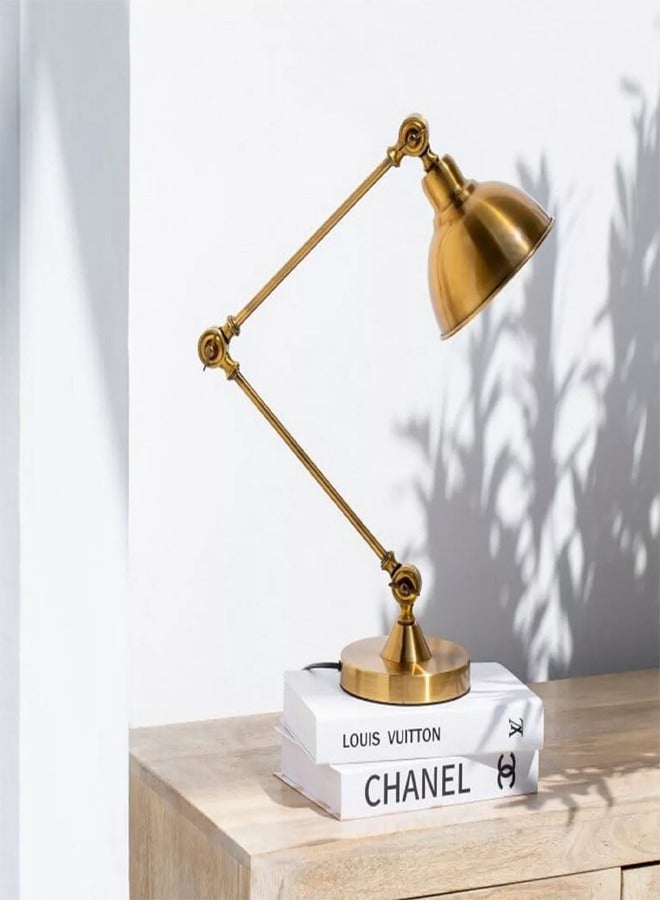 إيه تي إم مصباح طاولة معدني قابل للتعديل من النحاس العتيق بتصميم صناعي - مثالي لديكور المنزل والمكتب - Image 2