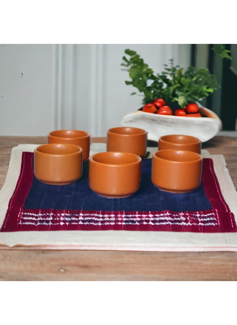 Mirakii - Mirakii Brown Stonware Bowl 50 ml Set of 6 for Serving Chutney Salsa Pickle Sauce - Image 1