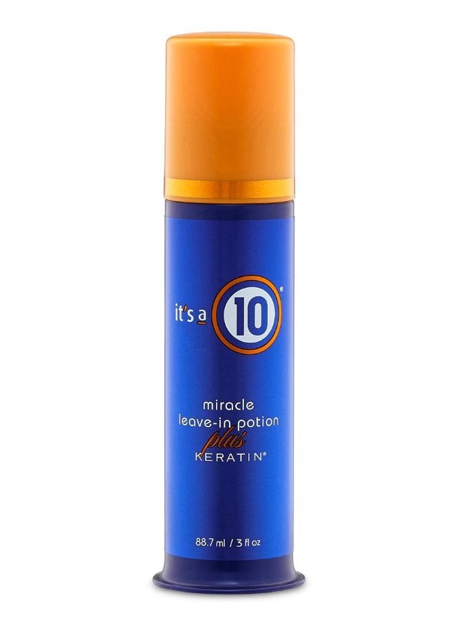 It's a 10 Miracle Leave-In Potion Plus Keratin for Unisex, Hair Shine, Keratin Smoothing Cream, Leave-In Elixir, Frizz Control and Damage Repair, Heat Styling Protection, 3oz  - Image 1