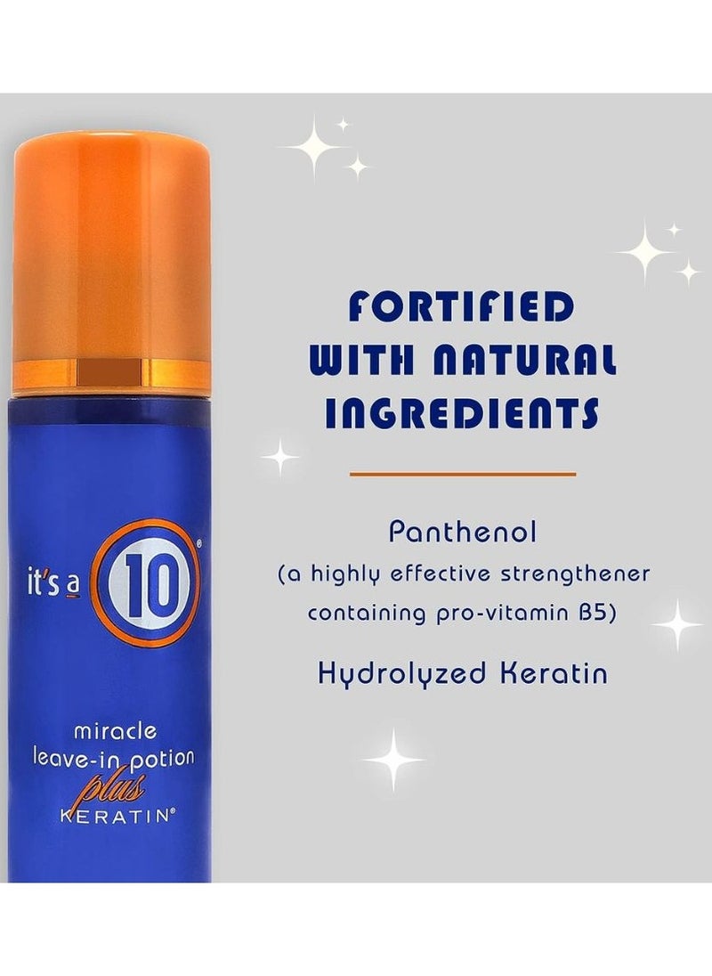 It's a 10 Miracle Leave-In Potion Plus Keratin for Unisex, Hair Shine, Keratin Smoothing Cream, Leave-In Elixir, Frizz Control and Damage Repair, Heat Styling Protection, 3oz  - Image 2