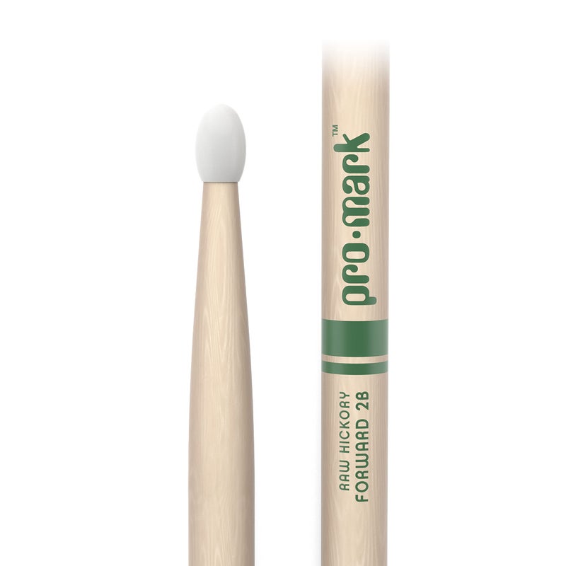 ProMark عصي الطبول برو مارك - عصي الطبول الكلاسيكية 2B - مجموعة عصي الطبول - طرف نايلون بيضاوي - عصي هكوري طبيعية وخام - وزن ونغمة متسقة - زوج واحد - Image 2