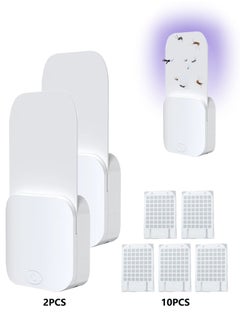 LAIAOCISI Flying Insect Trap, 2 Devices with 10 Sticky Board Refills, Indoor Plug in Fly Trap with Night UV Light, Bug Catcher for Gnats, Fruit Flies and Mosquito  - Image 1