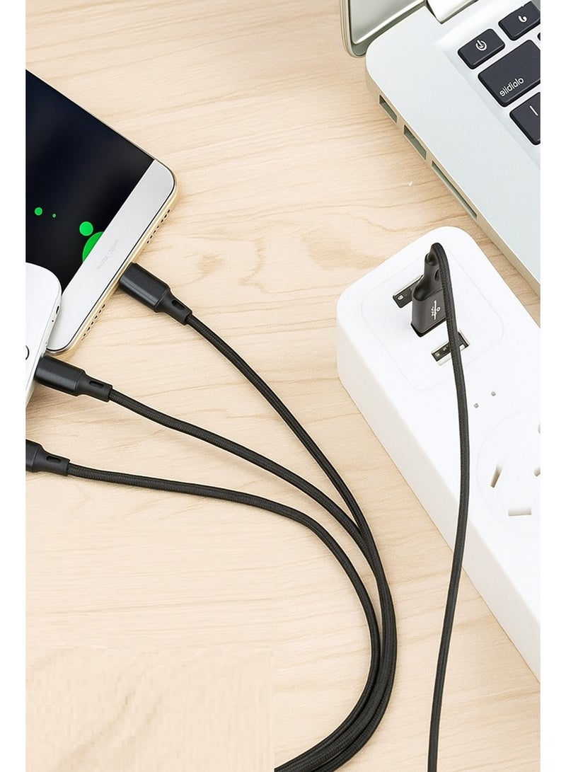 جو-ديز كابل شحن 3 في 1 – من USB إلى Lightning وType-C وMicro USB، بقدرة 3.1 أمبير، بطول 1.2 متر، لون أسود - Image 4