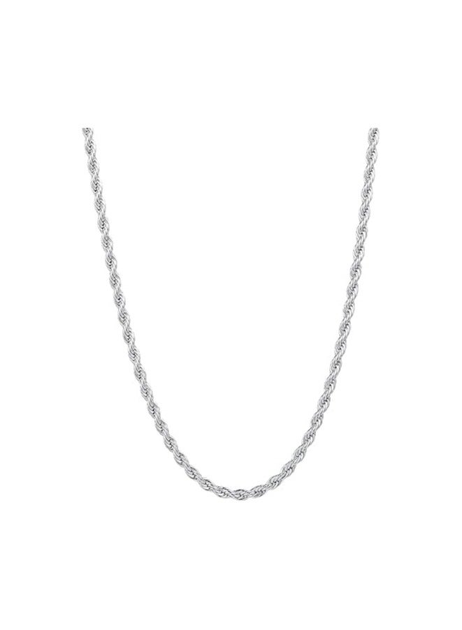 Silver Tone Rope Chain, Stainless Steel Chain for Men and Women by Fairuz Jewelry