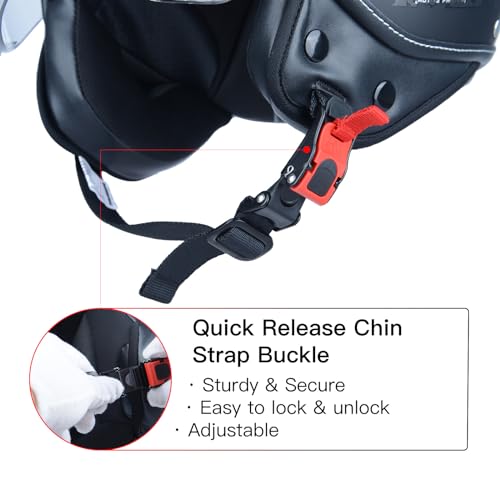 BEON 3/4 Open Face Motorcycle Helmet for Adults,DOT Approved - Moped Half Vespa Retro Helmet with Anti-Scratch Visor for Men and Women Model B-01 - Image 4