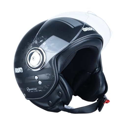 BEON 3/4 Open Face Motorcycle Helmet for Adults,DOT Approved - Moped Half Vespa Retro Helmet with Anti-Scratch Visor for Men and Women Model B-01 - Image 5