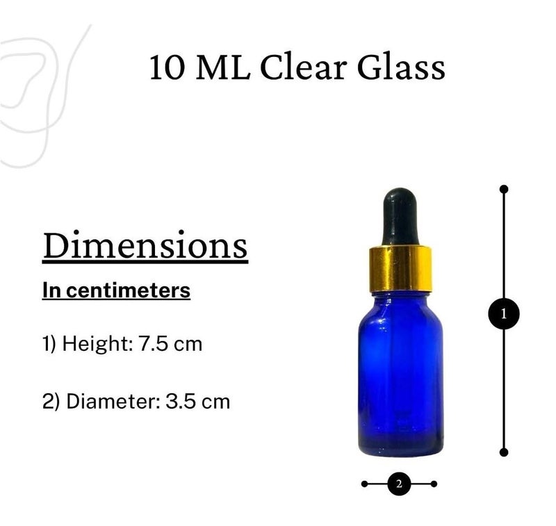 VOW 10 ML Blue Round Empty Glass Bottle Glass Dropper Gold Ring Silicone Black Teat Refillable Reusable Leak Proof for Essential Oils PerfumesPack of 12 - Image 4