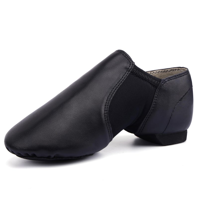 Linodes PU Leather Jazz Shoe Slip On Dance Shoes for Girls and Boys (Toddler/Little Kid/Big Kid)-Black-5M-Big Kid - Image 1