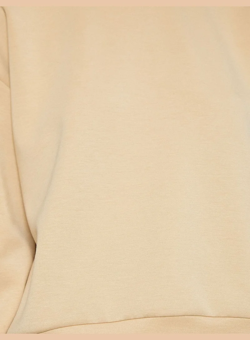 كوتون High Neck Sweatshirt Crochet Detail