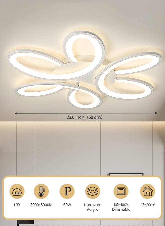 YATAI LIGHTING Modern LED Ceiling Light, 60CM, 60W Dimmable with Remote, 3000K-6000K Adjustable Color Temperature, Insect-Proof & Dust-Proof Acrylic Fixture for Bedroom, Living Room - Image 2