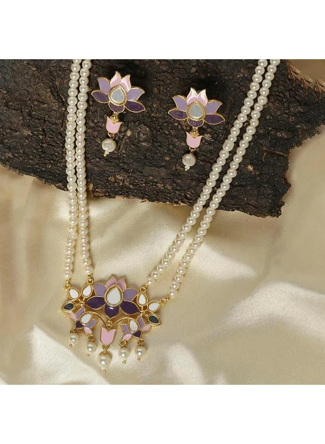 VOYLLA VOYLLA Festive Hues Enamelled Mirror Details Brass Faux d Jewellery Set