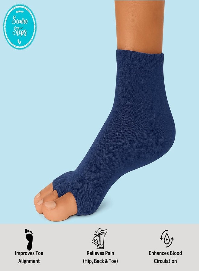 Secure Steps Alignment Socks for Men & Women - Compression Foot Alignment Socks with Toe Separator | Pain Relief Socks for Foot Heel & Ankle Support | Blood Circulation (Blue) - Image 3