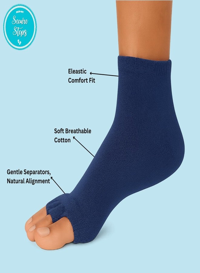 Secure Steps Alignment Socks for Men & Women - Compression Foot Alignment Socks with Toe Separator | Pain Relief Socks for Foot Heel & Ankle Support | Blood Circulation (Blue) - Image 4