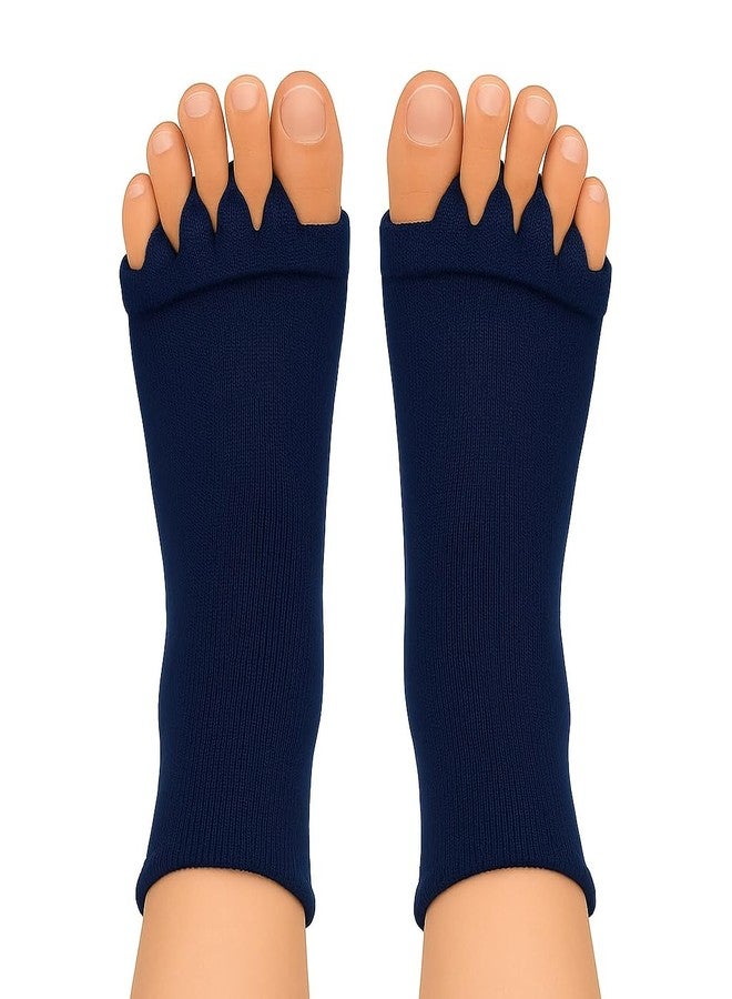 Secure Steps Alignment Socks for Men & Women - Compression Foot Alignment Socks with Toe Separator | Pain Relief Socks for Foot Heel & Ankle Support | Blood Circulation (Blue) - Image 1