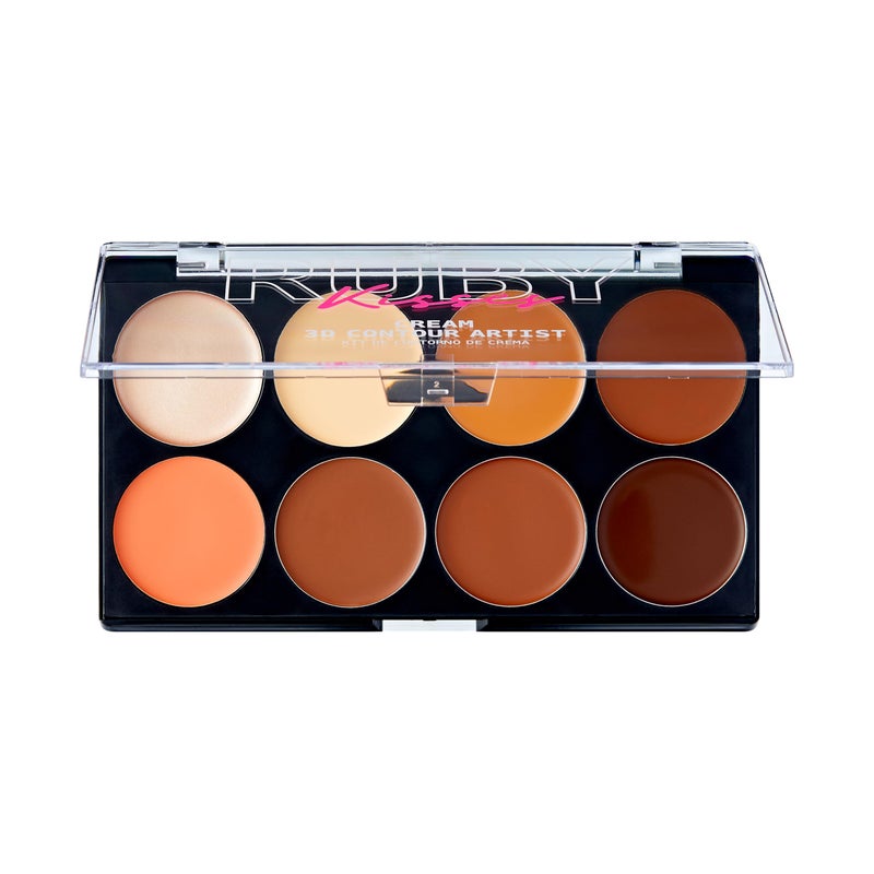 Ruby Kisses Flawless Finish with 3D Contour Cream Makeup Palette â€“ Lightweight, Multi-Palette, Contouring Foundation, Creamy, Sculpt &Highlighting, Define Cheekbones (Dark Medium) - Image 2