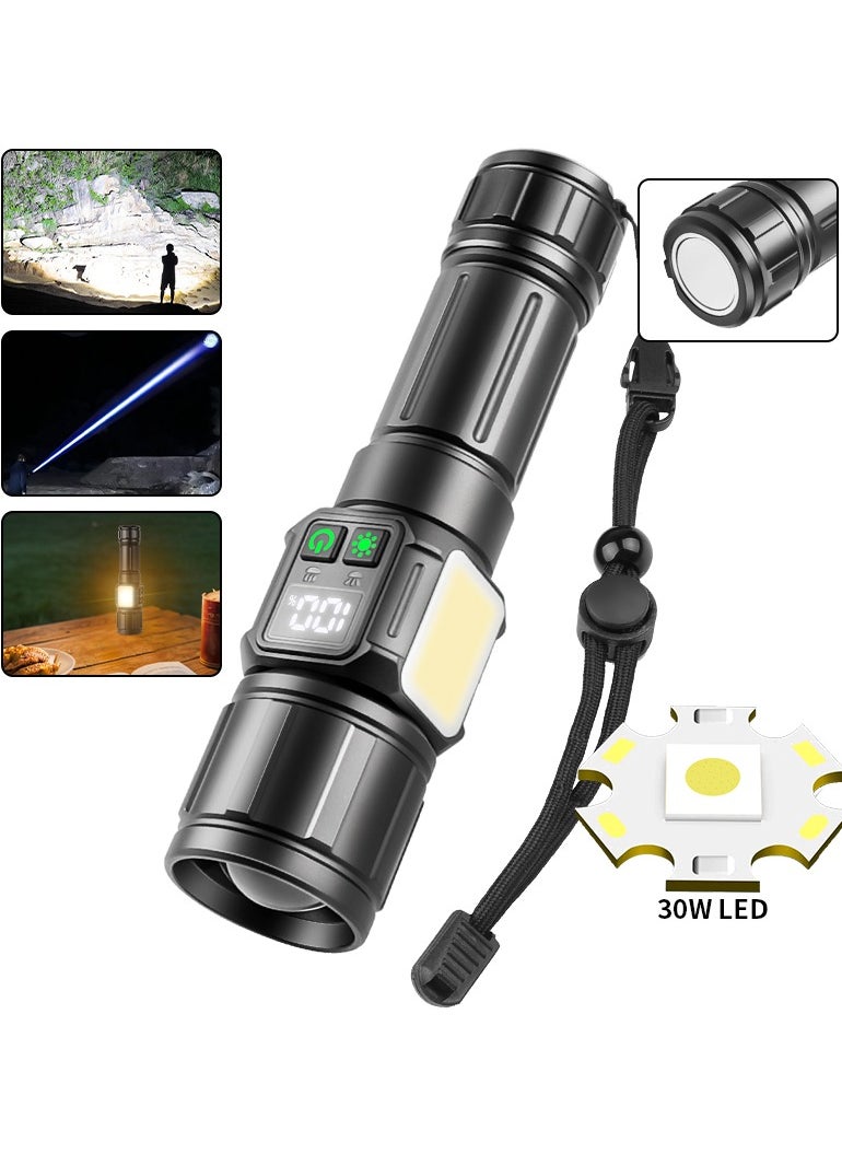 Aideli 9 Modes  LED Flashlight with 5000 Lumen & COB Light – Tactical,Flashlight Rechargeable ，Super Bright, IPX4 Waterproof for Camping 、 Emergencies And Multiple Use Cases  - Image 1