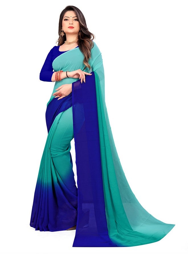 ANAND SAREES Women's Regular Fit Designer Padding Bollywood Georgette Saree with Matching Blouse Piece | Fancy Saree for Weddings, Parties, Casual Outings, Festivals(Blue-RC_PD6466) - Image 1