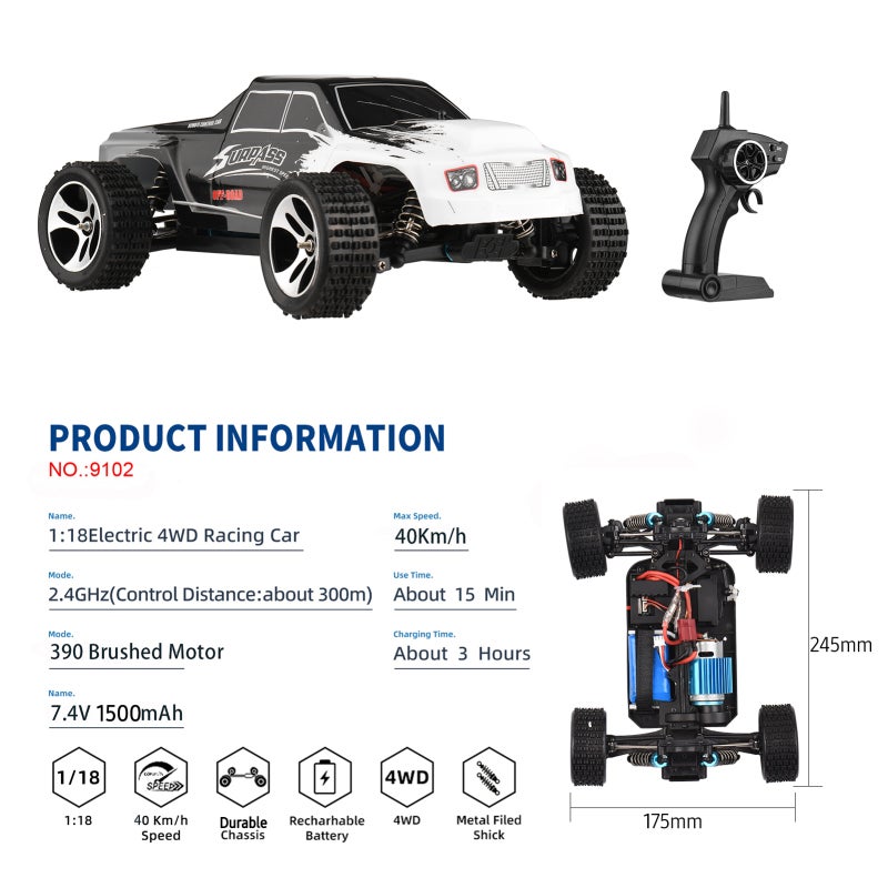 1:18 Scale RC Car DIY Kit Remote Control Off Road Racing Car Model 40km/h 2.4GHz Real 4WD Climbing Car Hobby RC Cars for 14+ Kids Adults Gift Choice - Image 5