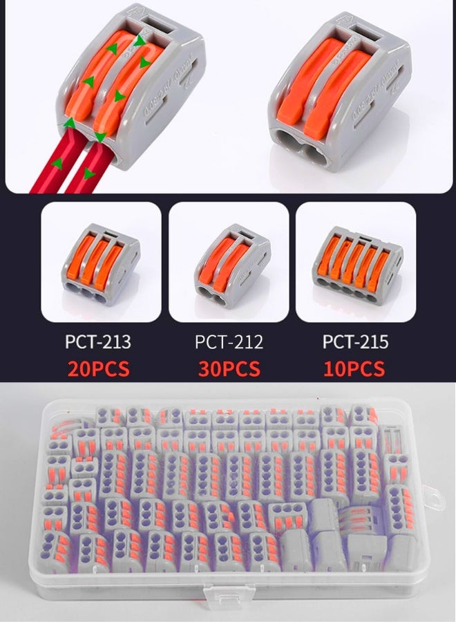 تشيس اب 60 قطعة من موصلات الأسلاك الرافعة، موصل كهربائي موصل سلكي مضغوط للتوصيل السريع (30*PCT-212، 20*PCT-213، 10*PCT-215) - Image 4