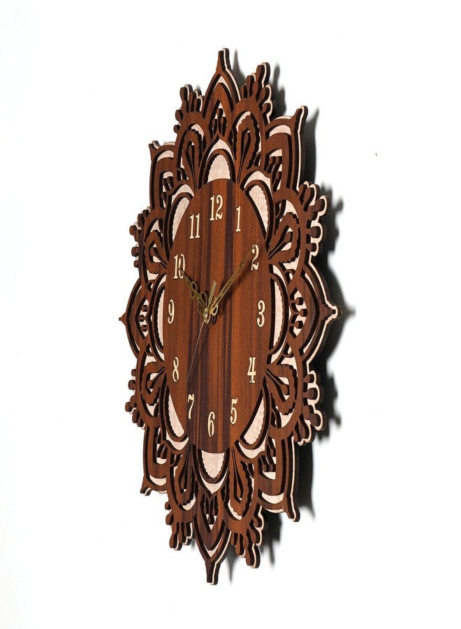 Ingo creation Wooden Round Home Latest Antique Design Non Ticking Movement No Frame Wall Clock for Kitchen/Living Room/Bedroom/Office (Wooden, Big Size - 15-inch) - Image 2