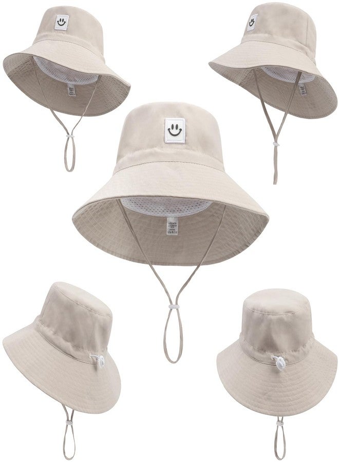 Ducclucc Baby Sun Hat UPF 50+ Wide Brim with Smile Face, Adjustable Chin Strap, Lightweight for Boys Girls (US, Age 2-7 Years, Light Purple/Beige) - Image 5