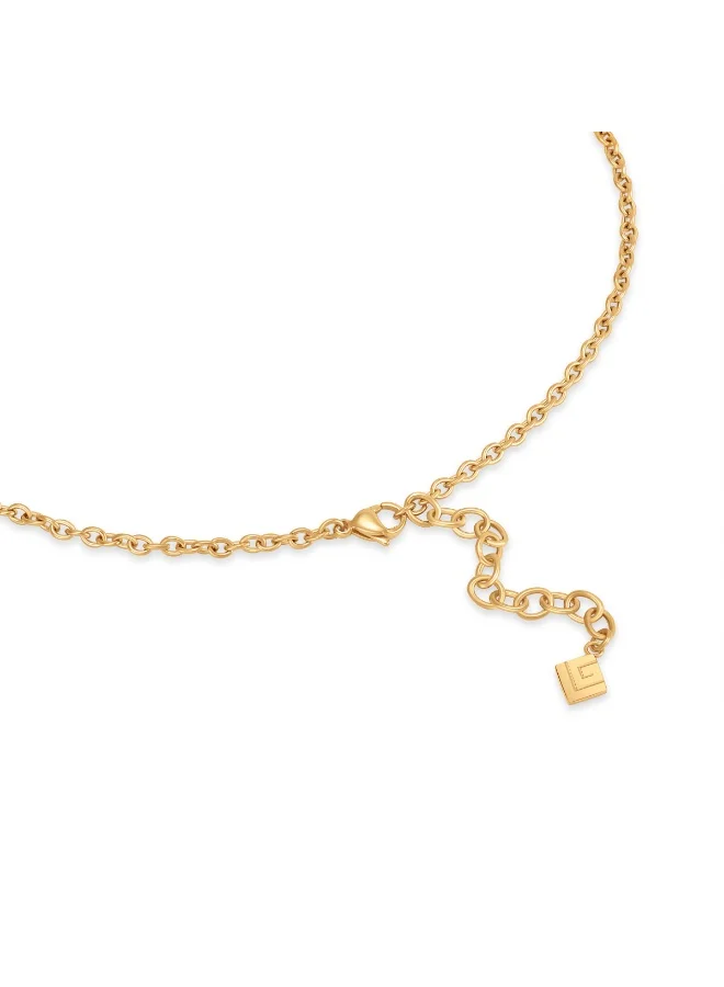 غاي لاروش Eleonore Big Gold-Plated Twisted Wire Necklace with Logo & Crystals