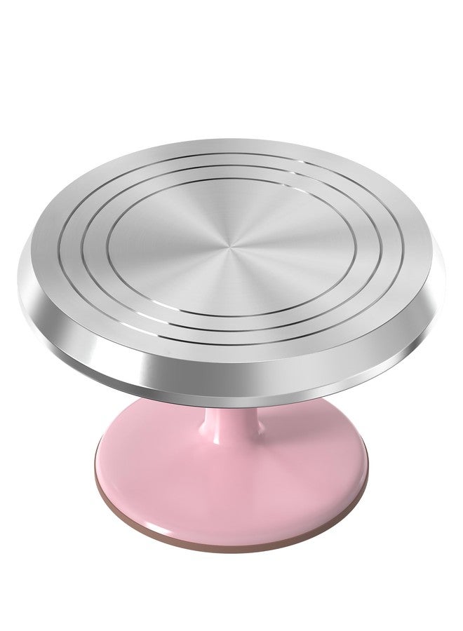 Riccle 12 Inch Pink Aluminium Alloy Revolving Cake Stand - Rotating Cake Turntable for Cake Decorating, Baking, and Cake Decorating Supplies - Image 1