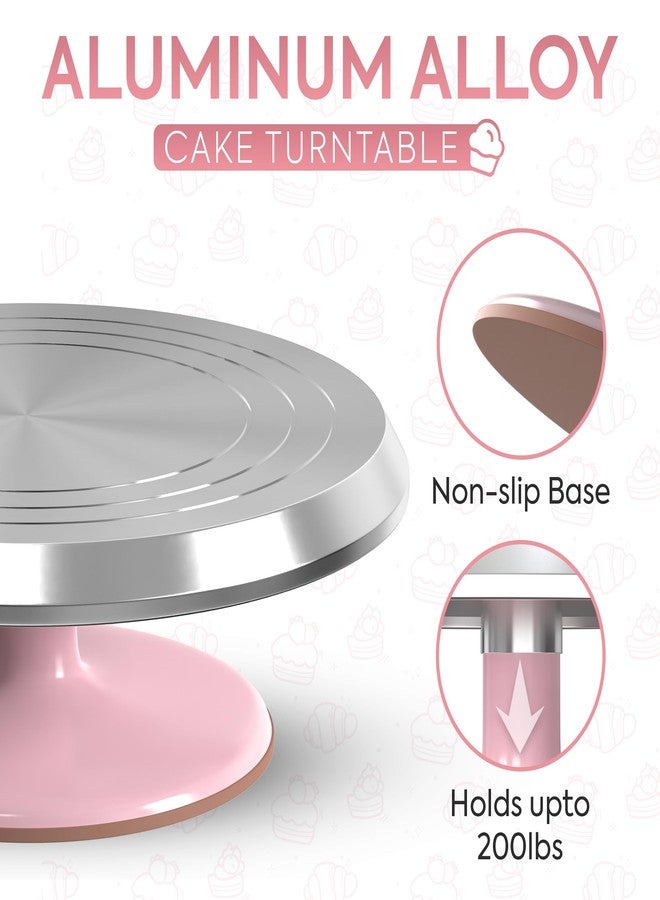 Riccle 12 Inch Pink Aluminium Alloy Revolving Cake Stand - Rotating Cake Turntable for Cake Decorating, Baking, and Cake Decorating Supplies - Image 2