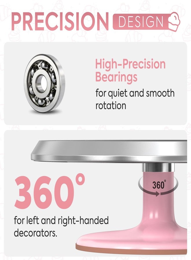 Riccle 12 Inch Pink Aluminium Alloy Revolving Cake Stand - Rotating Cake Turntable for Cake Decorating, Baking, and Cake Decorating Supplies - Image 3