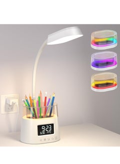LED Desk Lamp with Pen Holder, RGB Desk Lamp for Kids, Desk Lamps for Home Office, Gooseneck Desk Light for Reading, Study Lamp for College Dorm Room
