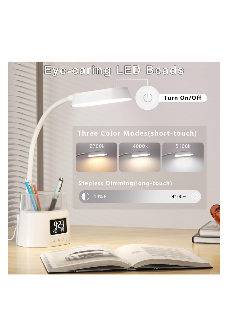 SYOSI - LED Desk Lamp with Pen Holder, RGB Desk Lamp for Kids, Desk Lamps for Home Office, Gooseneck Desk Light for Reading, Study Lamp for College Dorm Room - Image 1