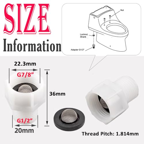 TOOLSTAR Toilet Fill Valve Pipe Adapter, 7/8" Female Thread to 1/2" Male Thread, Bidet Hose Fitting Pipe Adapter Connection (ABS White) - Image 2