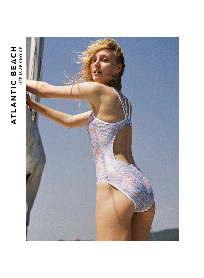 Atlanticbeach Swimsuit, Mermaid Swimwear For Women, Iridescent Fish Scale Design, Fashionable And Elegant, Slimming Effect, Tummy Control, One-piece Compeive Racing Swimwear - Image 3