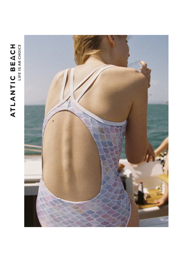 Atlanticbeach Swimsuit, Mermaid Swimwear For Women, Iridescent Fish Scale Design, Fashionable And Elegant, Slimming Effect, Tummy Control, One-piece Compeive Racing Swimwear - Image 2