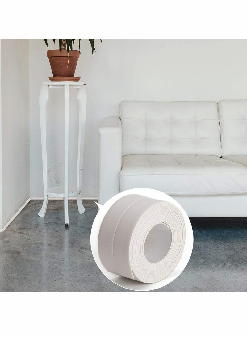 Waterproof & Adhesive Caulk Strip Flexible Self Adhesive Tape for Kitchen Bathroom Bathtub Toilet Wall Floor Self Adhesive Caulk Strip Tile Sealer Moisture Mold Protector White 1PCS - Image 4