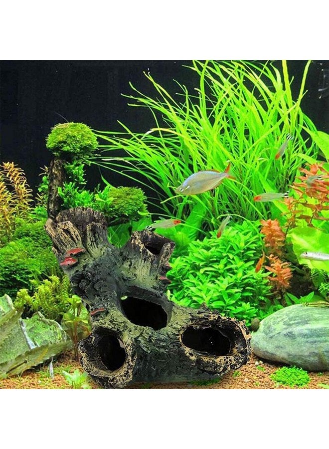 DoubleWood DoubleWood 2 PCS Decaying Trunk Aquarium Betta Fish Ornament Driftwood Resin Crafts Ornament for Aquarium Decoration Fish Tank Wood with Holes & Aquarium Caves Fish Tank Wood Decor - Image 4
