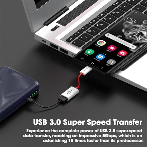 Sounce USB 3.0 to Type-C OTG Cable Male-Female Adapter Compatible with All C Type Supported Mobile Smartphone and Other Devices (White & Red) - Image 3