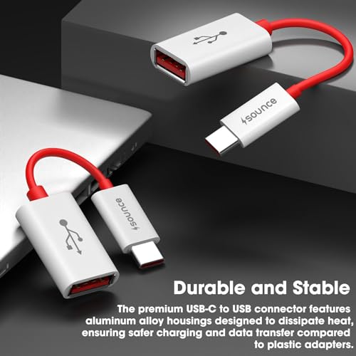 Sounce USB 3.0 to Type-C OTG Cable Male-Female Adapter Compatible with All C Type Supported Mobile Smartphone and Other Devices (White & Red) - Image 5