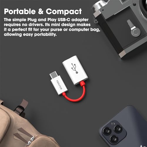 Sounce USB 3.0 to Type-C OTG Cable Male-Female Adapter Compatible with All C Type Supported Mobile Smartphone and Other Devices (White & Red) - Image 2