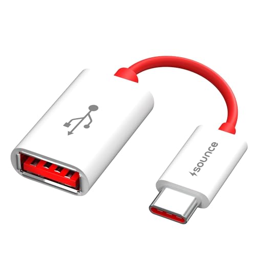 Sounce USB 3.0 to Type-C OTG Cable Male-Female Adapter Compatible with All C Type Supported Mobile Smartphone and Other Devices (White & Red) - Image 1