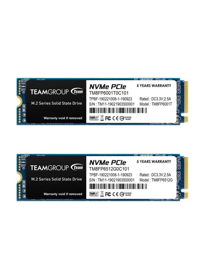 TeamGroup MP33 512GB 2 Pack SLC Cache 3D NAND TLC NVMe 1.3 PCIe Gen3x4 M.2 2280 Internal Solid State Drive SSD (Read/Write 1,700/1,400 MB/s) Compatible with Laptop & PC Desktop TM8FP6512G0C1P1 - Image 1