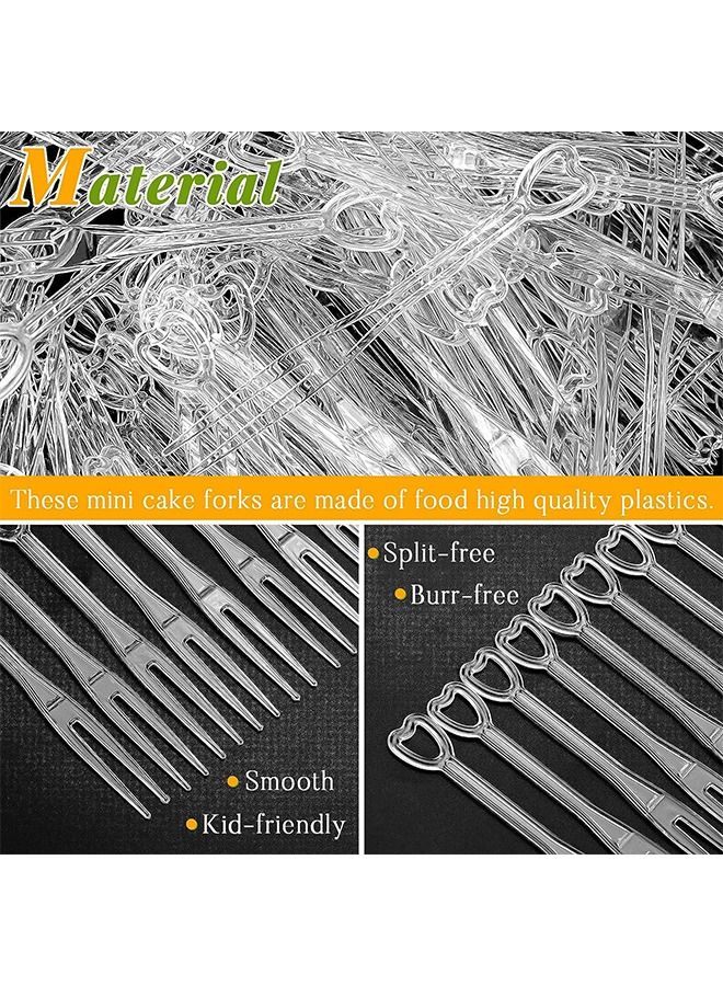 HS 100 قطعة من شوك الفاكهة البلاستيكية للاستعمال مرة واحدة، مجموعة شوك الكوكتيل وشوك المقبلات وشوك الكعك الصغيرة وشوكة الفاكهة البلاستيكية - Image 3