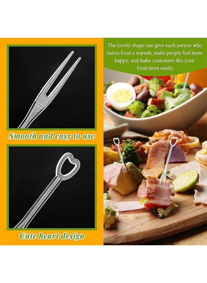 HS 100 قطعة من شوك الفاكهة البلاستيكية للاستعمال مرة واحدة، مجموعة شوك الكوكتيل وشوك المقبلات وشوك الكعك الصغيرة وشوكة الفاكهة البلاستيكية - Image 4