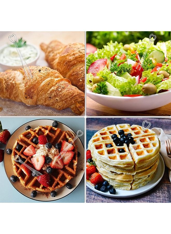 HS 100 قطعة من شوك الفاكهة البلاستيكية للاستعمال مرة واحدة، مجموعة شوك الكوكتيل وشوك المقبلات وشوك الكعك الصغيرة وشوكة الفاكهة البلاستيكية - Image 5