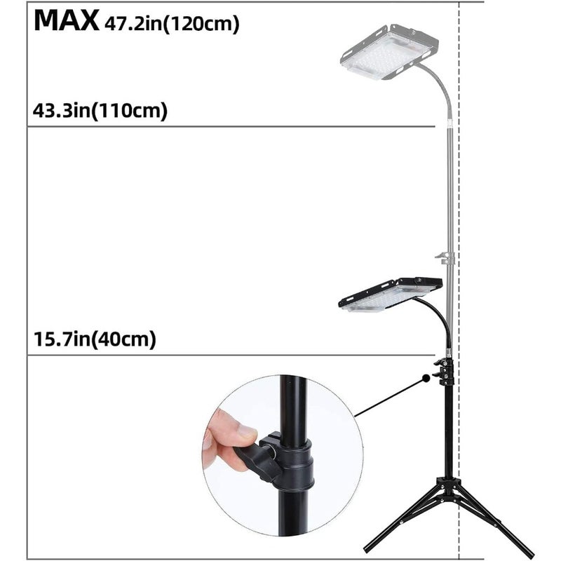 LBW Full Spectrum 150W LED Grow Light with Adjustable Tripod Stand 40-120cm For Indoor Plants Floor Plant Lamp with On/Off Switch White - Image 4