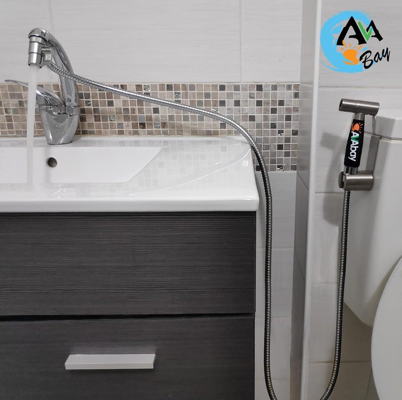 Avaby ® Sink Faucet Handheld Bidet Sprayer for Toilet I Bidet Attachment for Warm & Cold Water I Long 80" Hose Perfect for Feminine Hygiene, Cloth Diaper, Bathroom Toilet Cleaning - Image 2