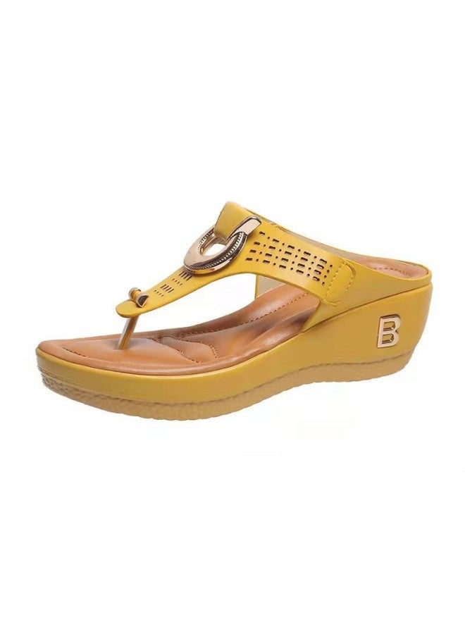 Women's Shoes Summer New Style Beach Flip-flops With Wedge Heels, Women's European And American Style Sandals