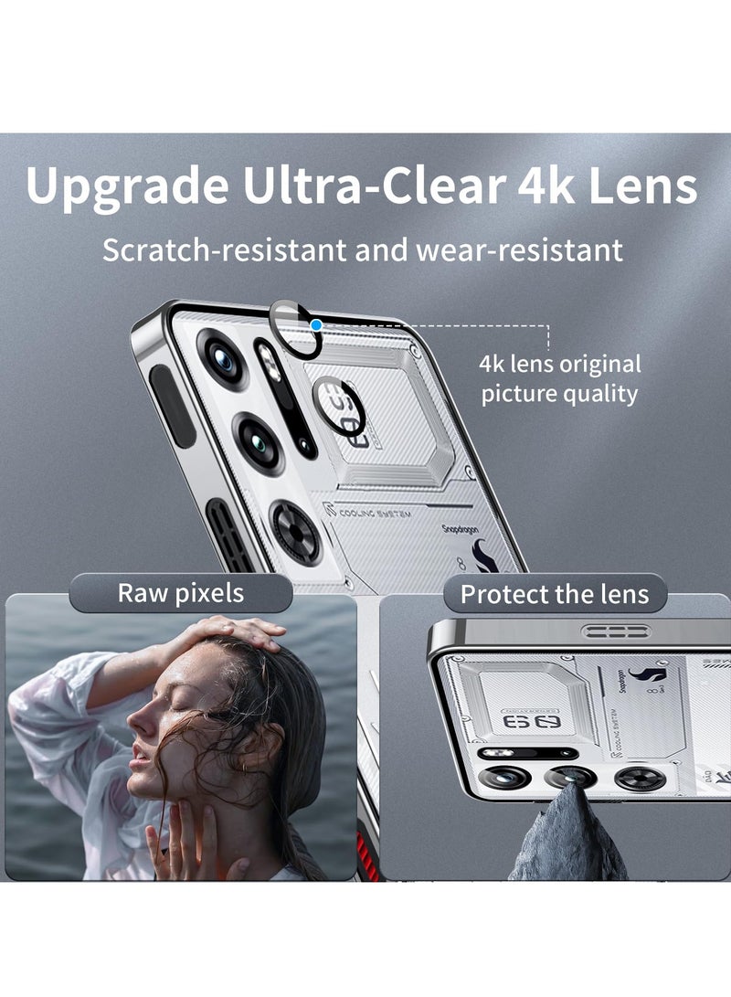 Luxury Shockproof Case for ZTE Nubia Red Magic 9 Pro/Pro+, Premium Metal Bumper and Hard Plastic Back, Silver Finish - Image 4