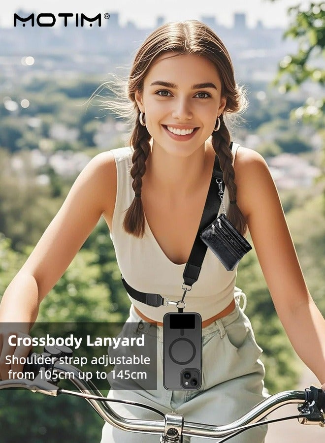 موتيم حبل هاتف قابل للتعليق على الكتف، حبل هاتف خلوي قابل للتعديل مع حقيبة محفظة، حلقة تسلق، حزام Clip and Go، حزام هاتف مضاد للسرقة لمعظم الهواتف - Image 2