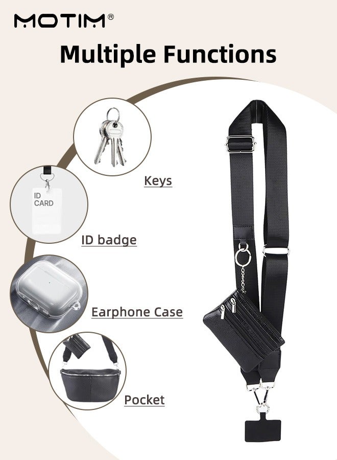 موتيم حبل هاتف قابل للتعليق على الكتف، حبل هاتف خلوي قابل للتعديل مع حقيبة محفظة، حلقة تسلق، حزام Clip and Go، حزام هاتف مضاد للسرقة لمعظم الهواتف - Image 4